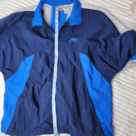 Vintage Nike Windbreaker Jacket M Blue White 90s Y2K Sporty Track Zip Streetwear - Picture 6 of 10